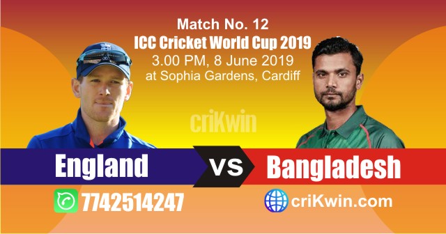 World Cup 2019 England vs Bangladesh 12th Match Win Prediction