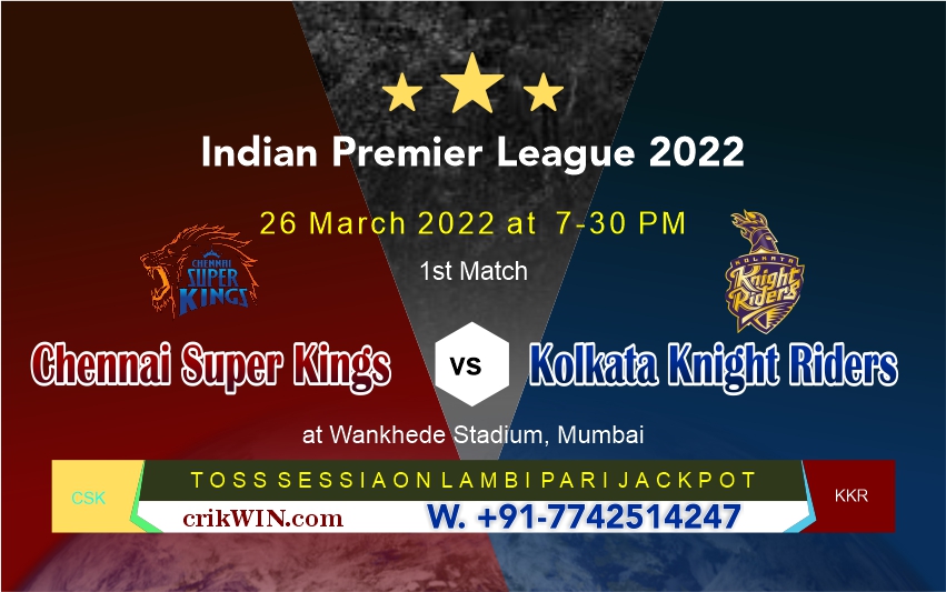 Kolkatta vs Chennai IPL T20 1st Match Prediction Tips Today