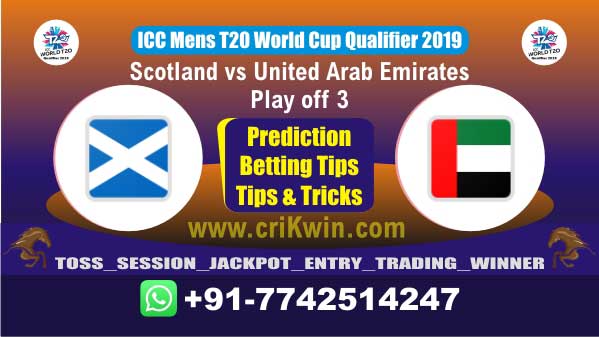 WC T20 Qualifier Today Match Prediction UAE vs SCO Play off Match Win