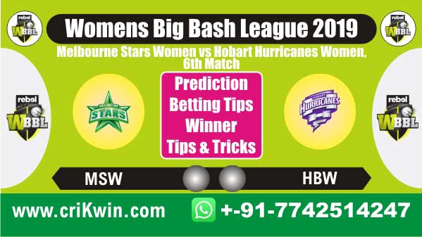WBBL 2019 100% Sure Today Match Prediction MLSW vs HOBW 6th Match Cricket True Astrology Winner Tips Toss Reports MSW vs HBW Who will win today