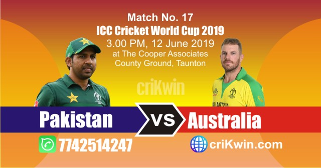 World Cup 2019 Australia vs Pakistan 17th Match Win Prediction