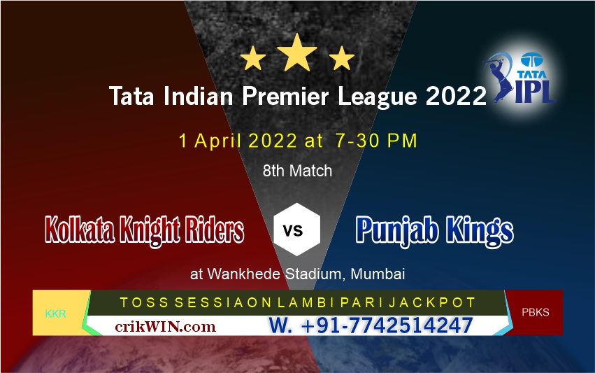 IPL Today Match Prediction Punjab Kings vs Kolkata Knight Riders 8th Match Who Will Win KKR vs PBKS 1.4.2022 Match