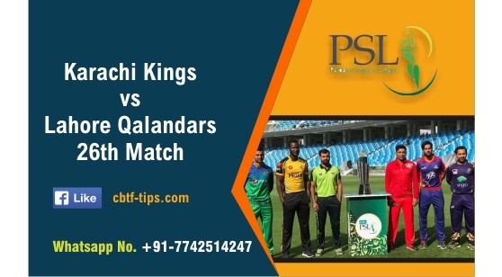 100% Sure Today Match Prediction LAH vs KAR 26th PSL T20 Win Tips