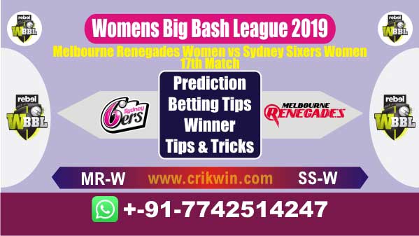 WBBL 2019 Today Match Prediction SS-W vs MR-W 17th Match Will Win