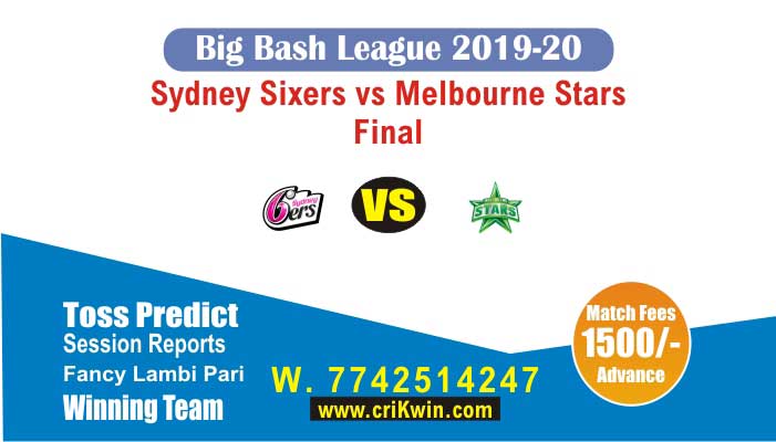 BBL 2019-20 Sta vs Six Final Today Match Prediction 100% Sure Win