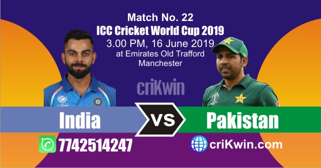 World Cup 2019 Pakistan vs India 22nd Match Win Prediction