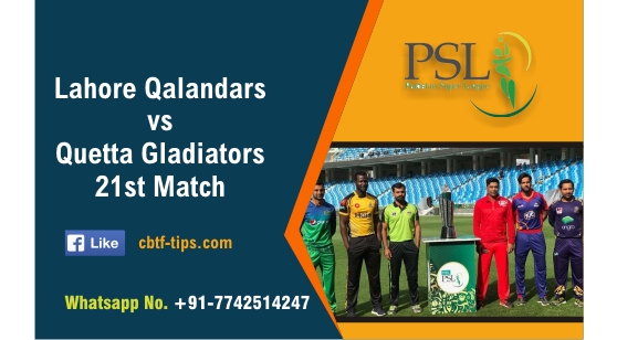 100% Sure Today Match Prediction QUE vs LAH 21st PSL T20 Win Tips