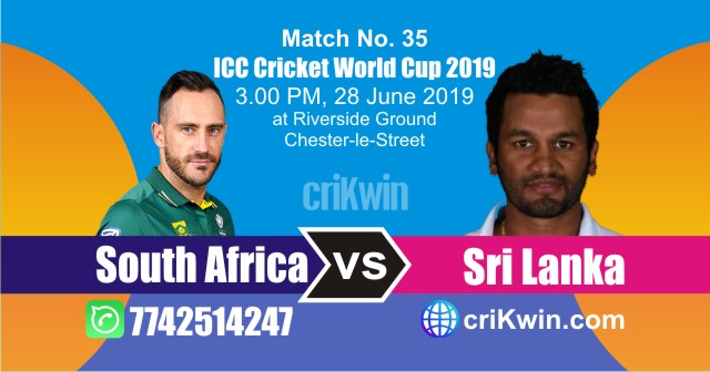 35th Match Sri Lanka vs South Africa World Cup 2019 Today Match Prediction