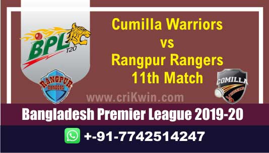 BPL 2019-20 Today Match Prediction RAN vs CUW 11th 100% Sure Win