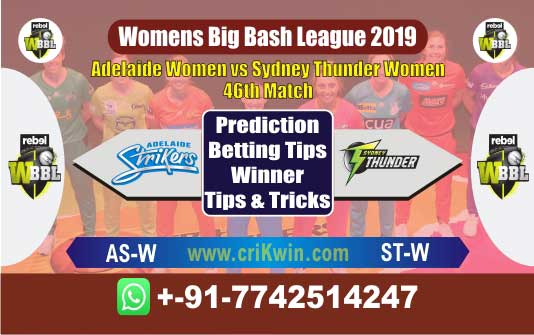 WBBL 2019 Today Match Prediction ST-W vs AS-W 46th Match Who Will Win