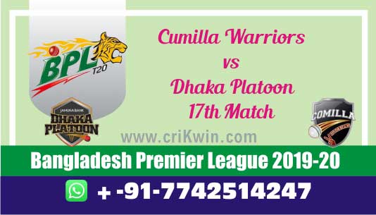 BPL 2019-20 Today Match Prediction DHP vs CUW 17th 100% Sure Win