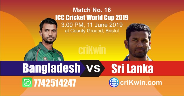 World Cup 2019 Bangladesh vs Sri Lanka 16th Match Win Prediction