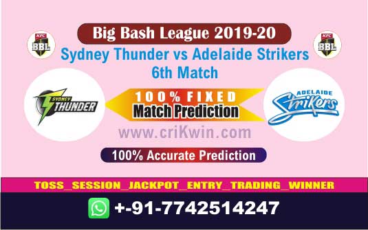 BBL T20 2019-20 Today Match Prediction ADS vs SYT 6th 100% Sure Win