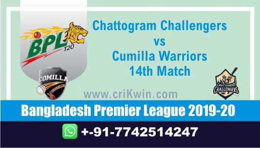 Chattogram Challengers vs Cumilla Warriors 14th Match Who will win today BPL T20 Cricket Match Prediction 100% Sure