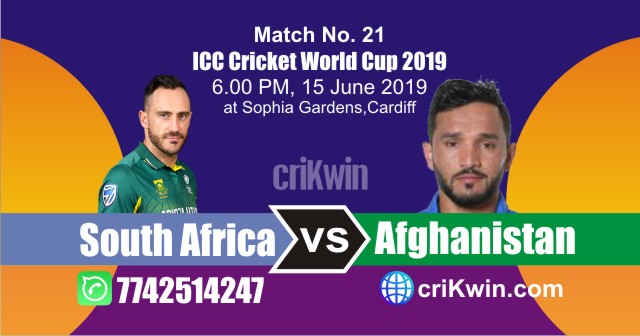 World Cup 2019 South Africa vs Afghanistan 21st Match Win Prediction