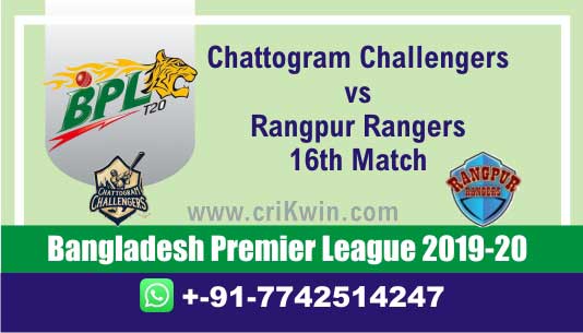 BPL 2019-20 Today Match Prediction RAN vs CCH 16th 100% Sure Win