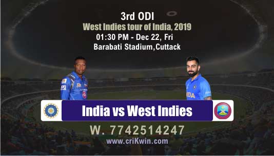 Perfect Sure Shot Match Prediction Ind vs WI 3rd ODI 100% Sure Win