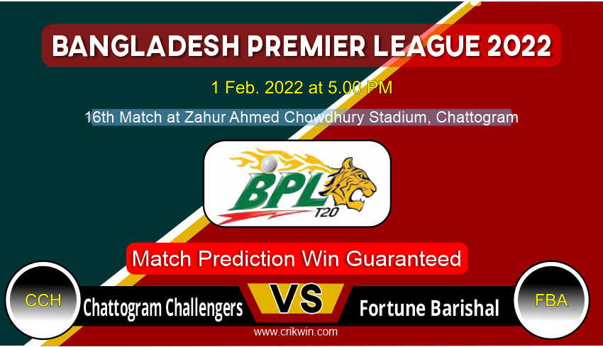 Chattogram Challengers vs Fortune Barishal BPL T20 16th Today Match Prediction with latest all updates from Bangladesh Premier League