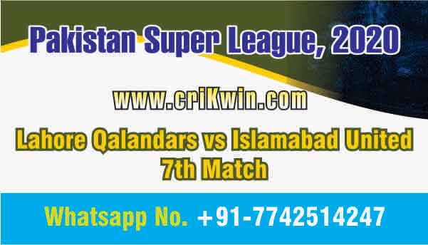 Today Match Prediction LAH vs ISL PSL 7th T20 100% Sure Win Tips