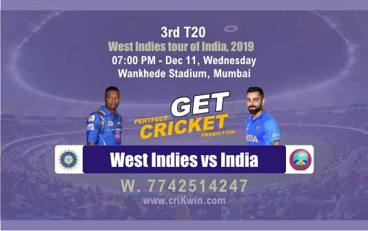 Today Match Prediction IND vs WI 3rd T20 100% Sure Win Tips