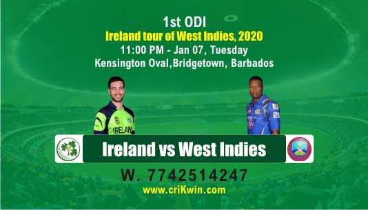 Today Match Prediction WI vs IRE 1st ODI 100% Sure Win 7 Jan 2020