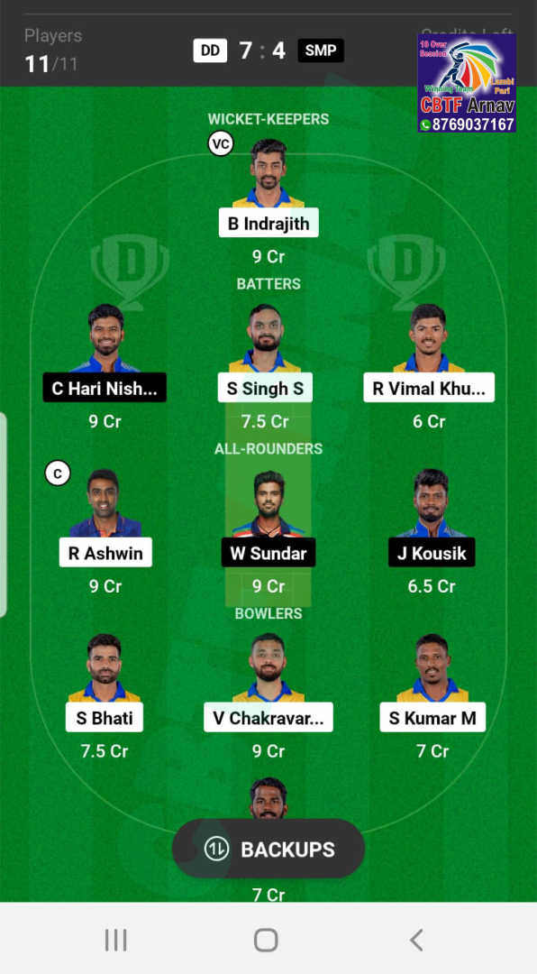 DD vs SMP Tamil Nadu Premier League 2023 Dream11 Prediction | 18-Jun Match