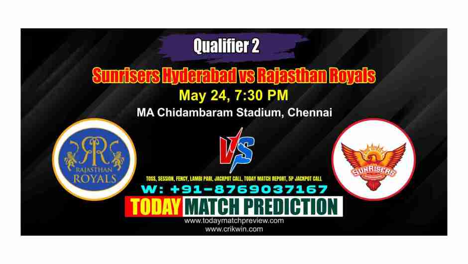 RR vs SRH IPL Qualifier 2 Match Prediction