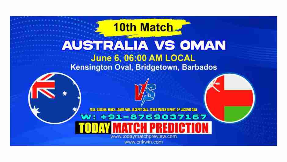 Omn vs Aus T20 World Cup 10th Match Prediction Today