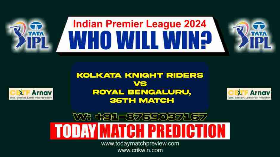 Kolkata vs Bengaluru IPLT20 26th Match Prediction
