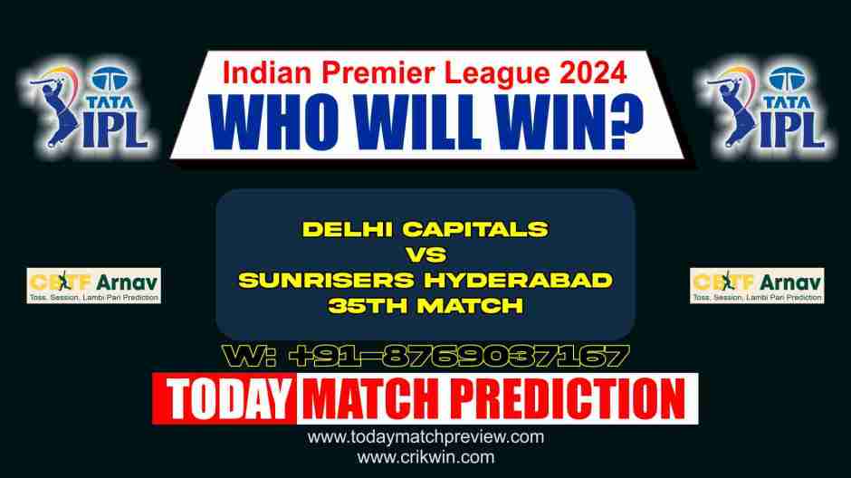 Delhi Capitals vs Sunrisers Hyderabad IPLT20 35th Match Prediction