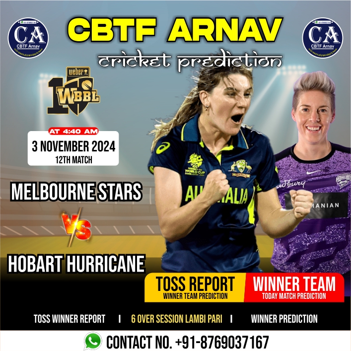 Hobart Hurricane vs Melbourne Stars WBBLT20 12th Match Prediction