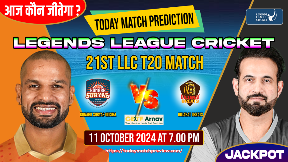 Gujarat Greats vs Konark Suryas Odisha 21st LLC T20 match prediction