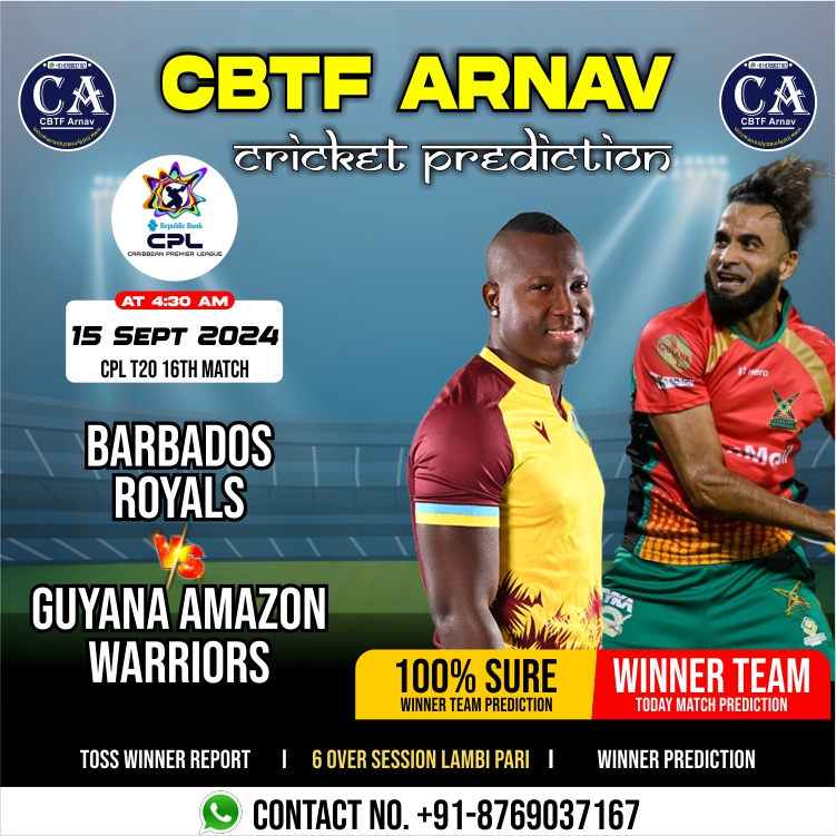 Guyana Amazon Warriors vs Barbados Royals CPL T20 16th Match Prediction 2024