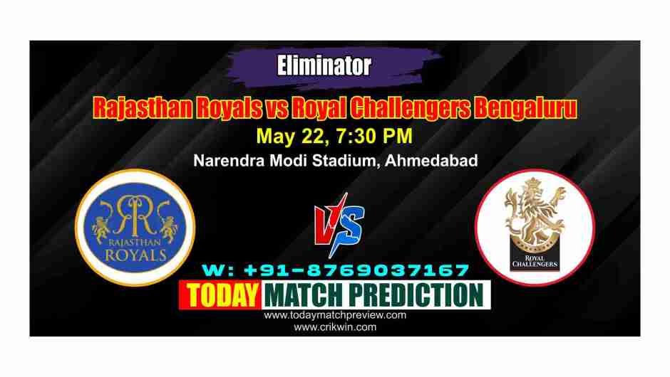 Bengalutu vs Rajasthan IPL Match No. Eliminator Prediction
