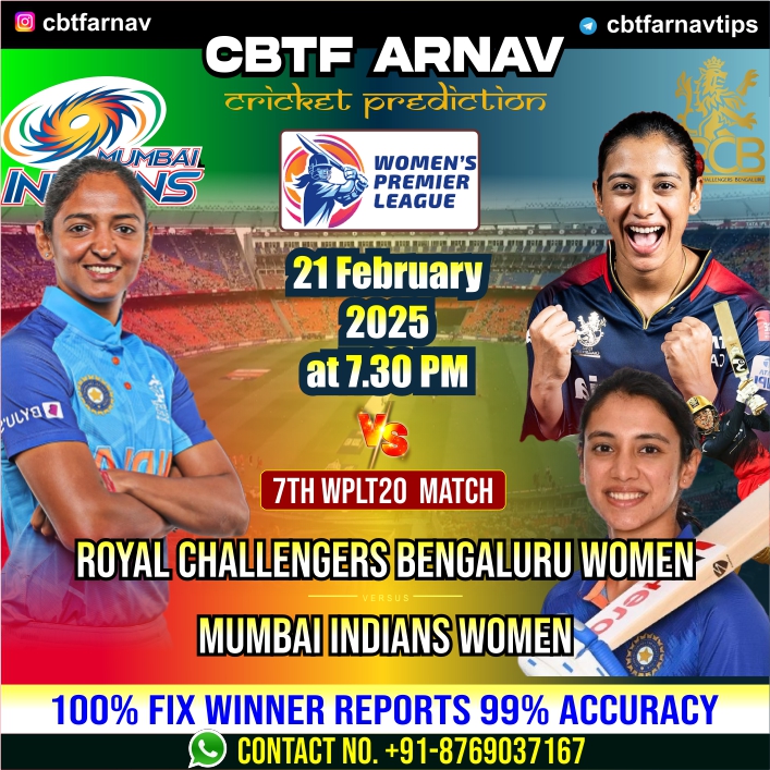 Mumbai Indians Women vs RCB Women, 7th WPLT20 Match Prediction, Today Toss Report & Playing XI