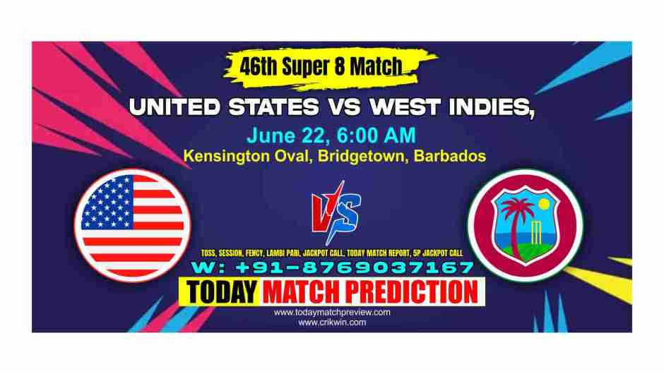 West Indies vs United States World Cup T20 Super 8 Match 46