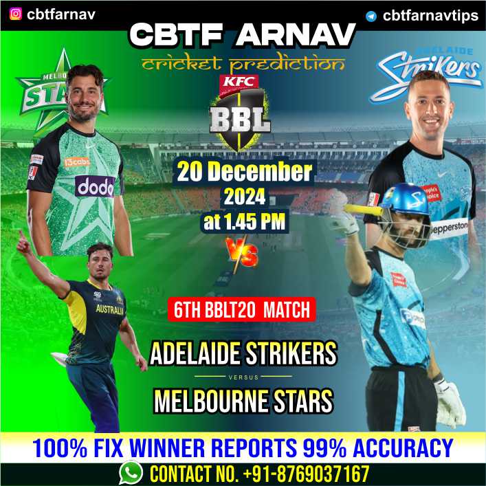 Melbourne Stars vs Adelaide Strikers, 6th BBLT20 Match Prediction